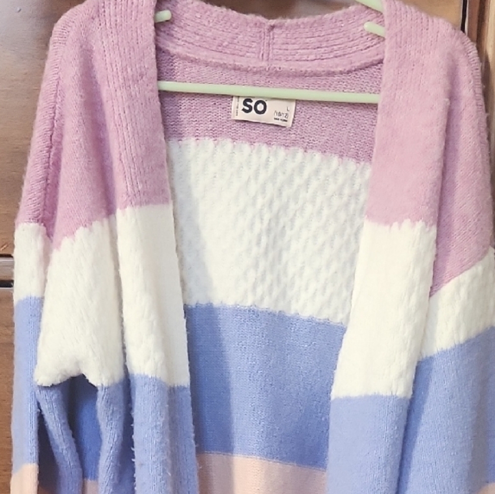SO Girl's Colorblock Cardigan - Pink, Peach, Blue, White